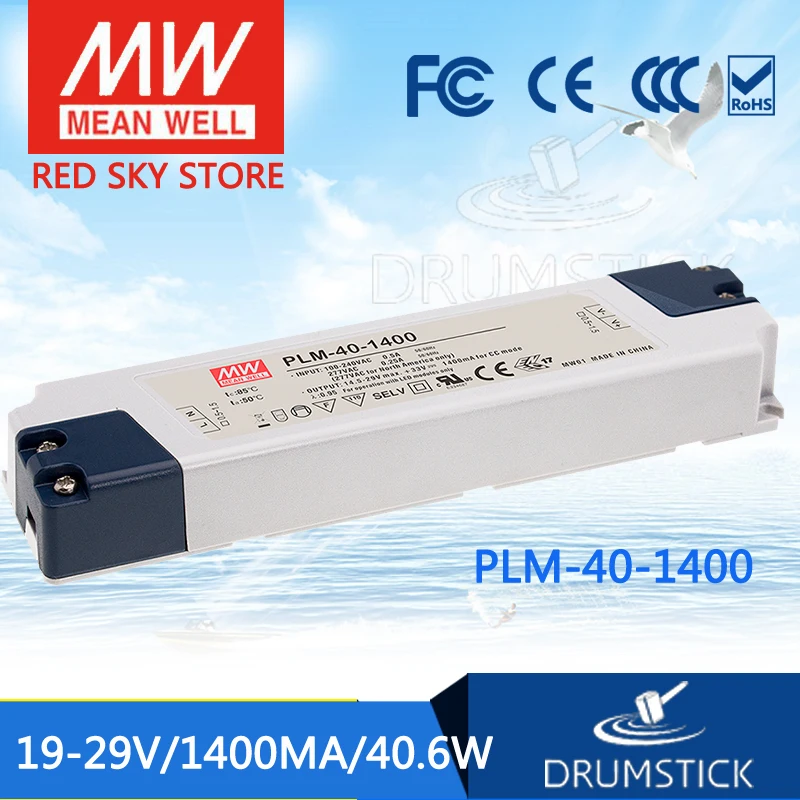 MEAN WELL PLM-40-1400 29V 1.4A meanwell PLM-40 29V 40.6W Single Output LED Switching Power Supply
MEAN WELL PLM-40-1400 29V 1.4A meanwell PLM-40 29V 40.6W Single Output LED Switching Power Supply