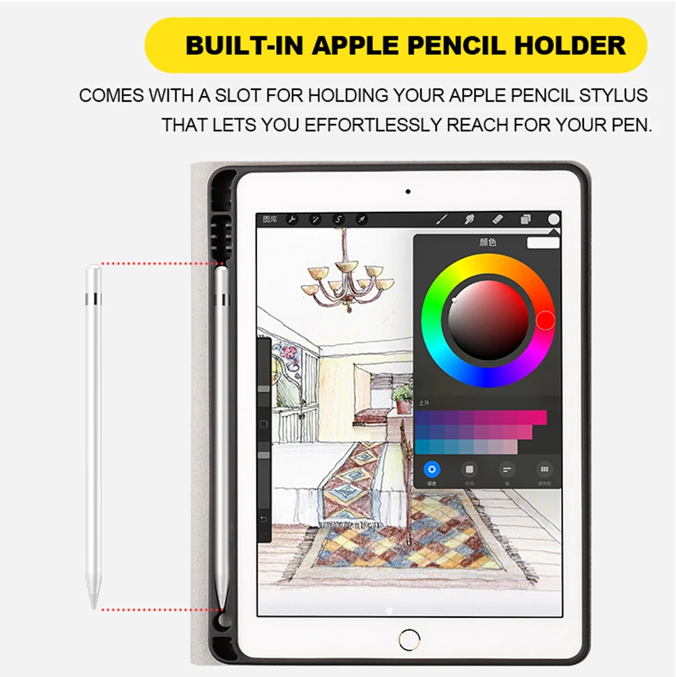 For iPad 9.7 2017 2018 5th 6th Keyboard Case With Pencil Holder Cloth Texture Silicone Back Cover For iPad Air 1 2 Pro 9.7 Funda (5)
