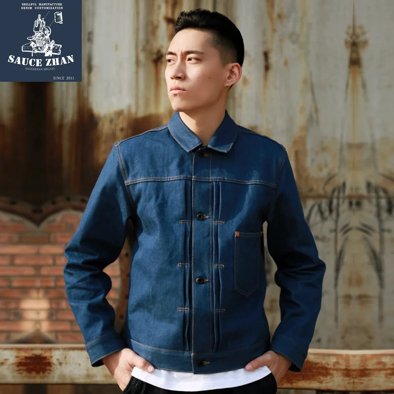 SauceZhan Natural Plant Dyed Jacket Raw Denim Jacket Vintage Mens Jackets and Coats Indigo Selvedge Denim TRUCKER JACKET
SauceZhan Natural Plant Dyed Jacket Raw Denim Jacket Vintage Mens Jackets and Coats Indigo Selvedge Denim TRUCKER JACKET