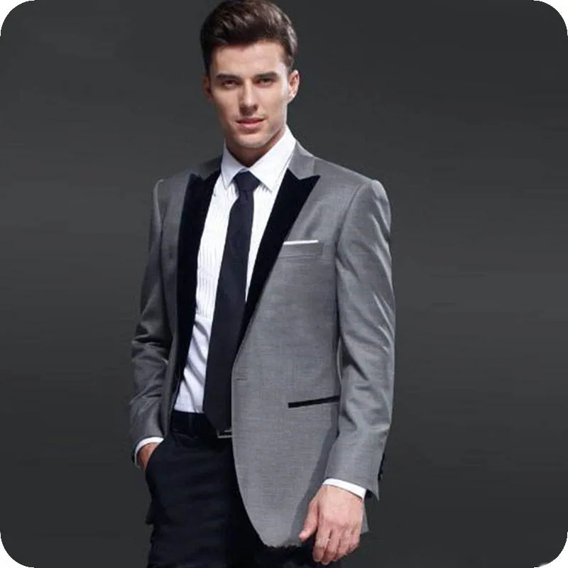 Grey Men's Classic Suits for Wedding Black Peaked Lapel Slim Fit Groom Tuxedos Ternos Male Blazers 2 Piece Elegent Costume Homme
Grey Men's Classic Suits for Wedding Black Peaked Lapel Slim Fit Groom Tuxedos Ternos Male Blazers 2 Piece Elegent Costume Homme