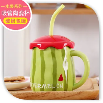 New Personality Fruit Ceramic cup straw student Creativity Mark with lid couple breakfast drinks gifts
New Personality Fruit Ceramic cup straw student Creativity Mark with lid couple breakfast drinks gifts