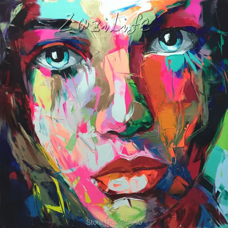 

Palette knife painting portrait Palette knife Face Oil painting Impasto figure on canvas Hand painted Francoise Nielly 15-30