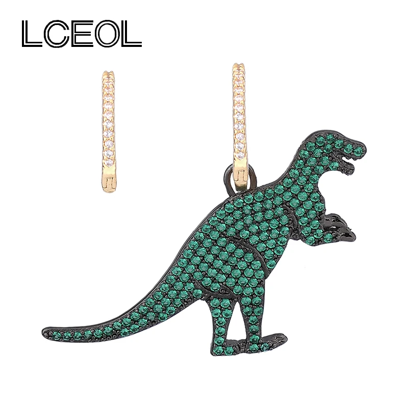 LCEOL Monaco Brand Animal Style Green Color AAA Zircon Dinosaur Asymmetric Earrings for Women Round Circle Jewelry Drop Earring 
LCEOL Monaco Brand Animal Style Green Color AAA Zircon Dinosaur Asymmetric Earrings for Women Round Circle Jewelry Drop Earring