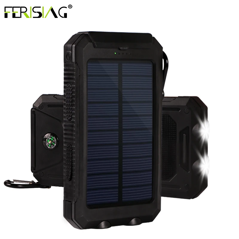 Solar Power Bank 10000mAh Waterproof Bateria Exter...