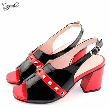 New fashion black with red high heel shoes nice high heel sandals with rivet for lady T8105, heel height 8cm
New fashion black with red high heel shoes nice high heel sandals with rivet for lady T8105, heel height 8cm