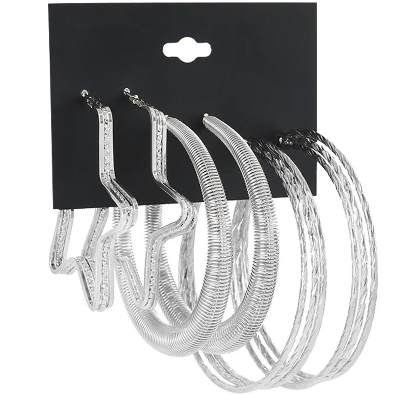 Exaggerated Gold/Silver Color Large Geometric Hoop Earrings Set Creole Women Metal Spring Type Earring 2019 Brincos Jewelry
Exaggerated Gold/Silver Color Large Geometric Hoop Earrings Set Creole Women Metal Spring Type Earring 2019 Brincos Jewelry