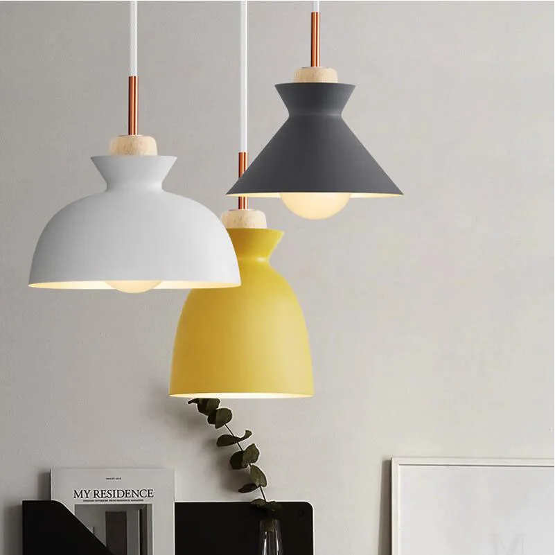 Модный Цветной деревянный подвесной светильник s алюминиевый в современном