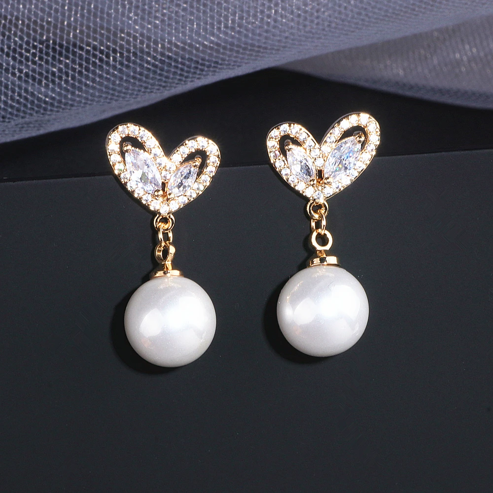 Classic Gold Color Imitation Pearl Cubic Zirconia Drop Earrings For Women Charm Female Heart Earrings For Wedding Party WX219
Classic Gold Color Imitation Pearl Cubic Zirconia Drop Earrings For Women Charm Female Heart Earrings For Wedding Party WX219