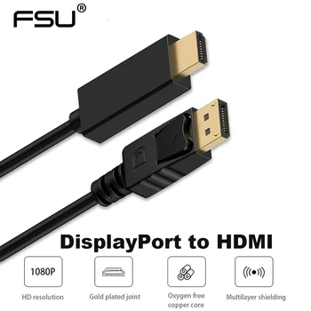 DisplayPort to HDMI Cable 1080P 60Hz 1.8m Male to Male Display Port DP to HDMI Cable Adapter for PC Laptop Monitor TV Projector
DisplayPort to HDMI Cable 1080P 60Hz 1.8m Male to Male Display Port DP to HDMI Cable Adapter for PC Laptop Monitor TV Projector