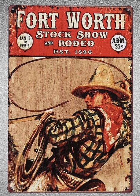 1 шт. Классический Кино показ Fort worth rodeo Оловянная пластина знак настенное