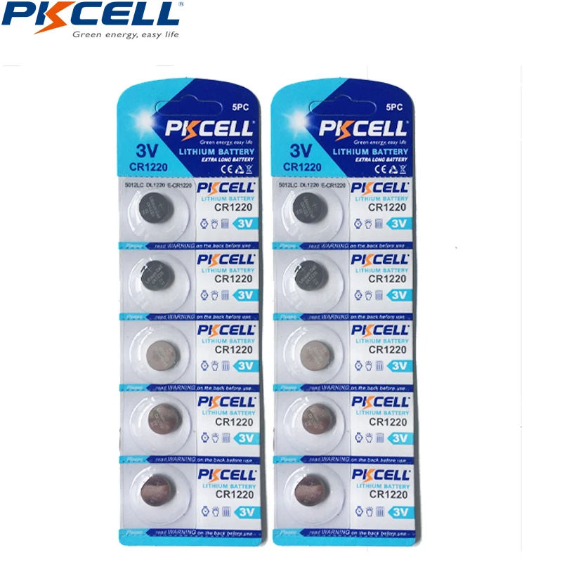 10Pcs*2Card(5Pc/Card)PKCELL 3V Battery Lithium CR1220 DL1220 LM1220 ECR1220 1220 Button Coin Cell Batteries
10Pcs*2Card(5Pc/Card)PKCELL 3V Battery Lithium CR1220 DL1220 LM1220 ECR1220 1220 Button Coin Cell Batteries