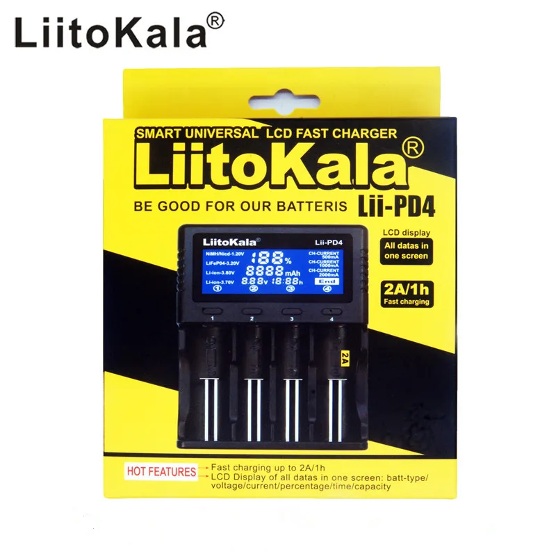 

Liitokala Lii-PD4 lii-402 lii-PL4 lii-500 3.7V 18650 18350 21700 20700B 20700 26650 1.2V AA AAA NiMH lithium battery Charger