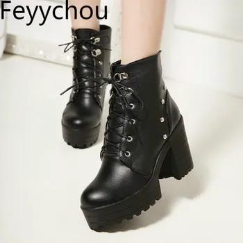 Women Boots Autumn Winter Warm Shoes Super High Heel Pu Lace Up Platform 2018 New Sexy Fashion Ankle Motorcycle Black White Blue
Women Boots Autumn Winter Warm Shoes Super High Heel Pu Lace Up Platform 2018 New Sexy Fashion Ankle Motorcycle Black White Blue