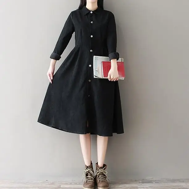 Mori Girl Autumn Winter Women Black Dress Turn Down Collar Solid Vestidos De Festa Full Sleeve Elegant A-Line Dress 2XL DC687
Mori Girl Autumn Winter Women Black Dress Turn Down Collar Solid Vestidos De Festa Full Sleeve Elegant A-Line Dress 2XL DC687