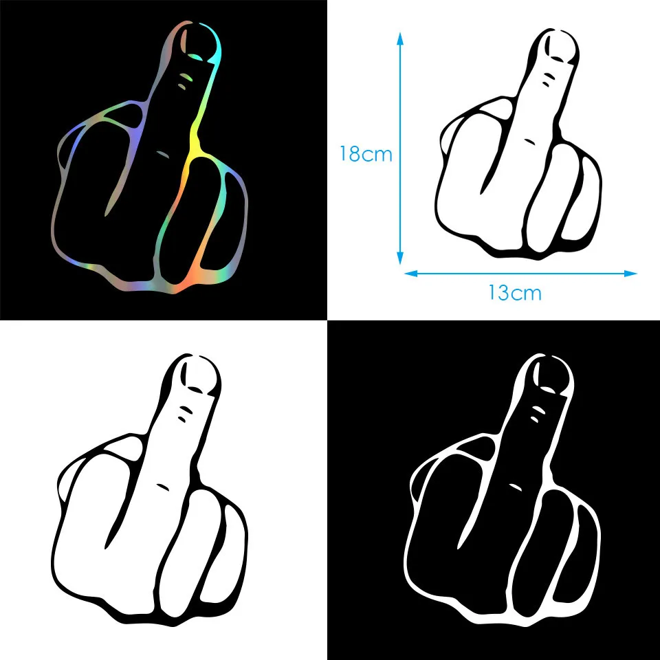 Cunymagos Middle Finger Cartoon Vinyl Car-Styling Car Sticker Car Body Window Wall Decal Vinyl reflective sticker Car Styling 18cm13cm (8)