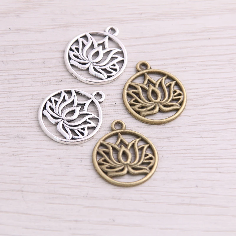 SWEET BELL 18PCS 19*22mm New Product Two Color Round Lotus Charms Plant Pendant Jewelry Metal Alloy Jewelry Marking
SWEET BELL 18PCS 19*22mm New Product Two Color Round Lotus Charms Plant Pendant Jewelry Metal Alloy Jewelry Marking