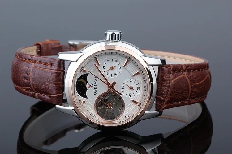 2017 GEDIMAI Skeleton Tourbillon Mechanical Watch Automatic Women Classic Rose Gold Leather Wrist Watches Reloj Hombre
2017 GEDIMAI Skeleton Tourbillon Mechanical Watch Automatic Women Classic Rose Gold Leather Wrist Watches Reloj Hombre