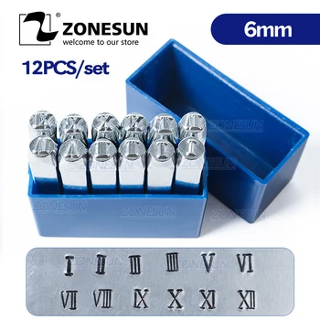 ZONESUN 12PCS Jewelry Metal Stamps Roman Nuberals Symbol Leather Punch Die Case Handicraft Stamping Tools Steel Metal Tool
