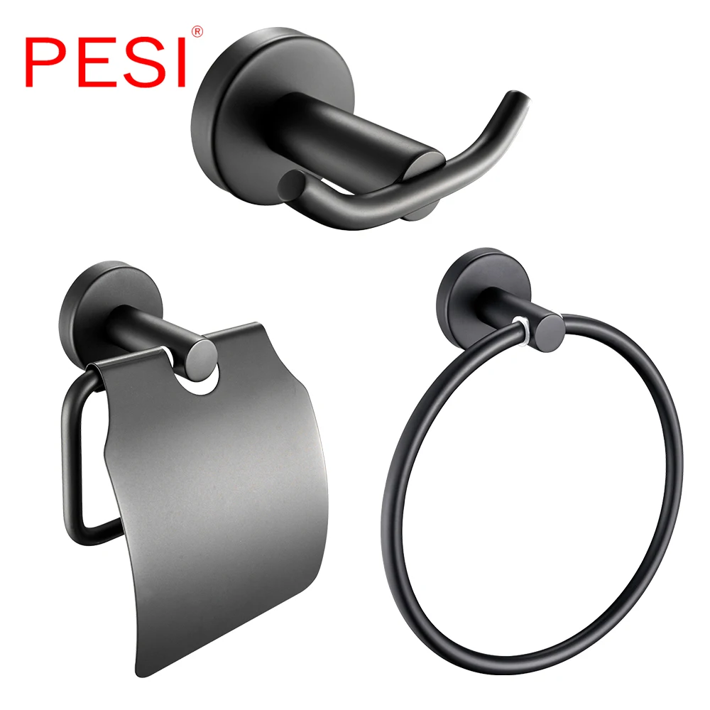 Wholesale 304SUS Bathroom Accessories Bathroom Hardware Set Robe Hook Towel Rail Rack Ring Bar Shelf Paper Holder ,Matte Black.
Wholesale 304SUS Bathroom Accessories Bathroom Hardware Set Robe Hook Towel Rail Rack Ring Bar Shelf Paper Holder ,Matte Black.