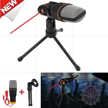 

TGETH 3.5mm Audio Wired Stereo Condenser SF-666 Microphone With Holder Stand Clip For PC Chatting Singing Karaoke Laptop