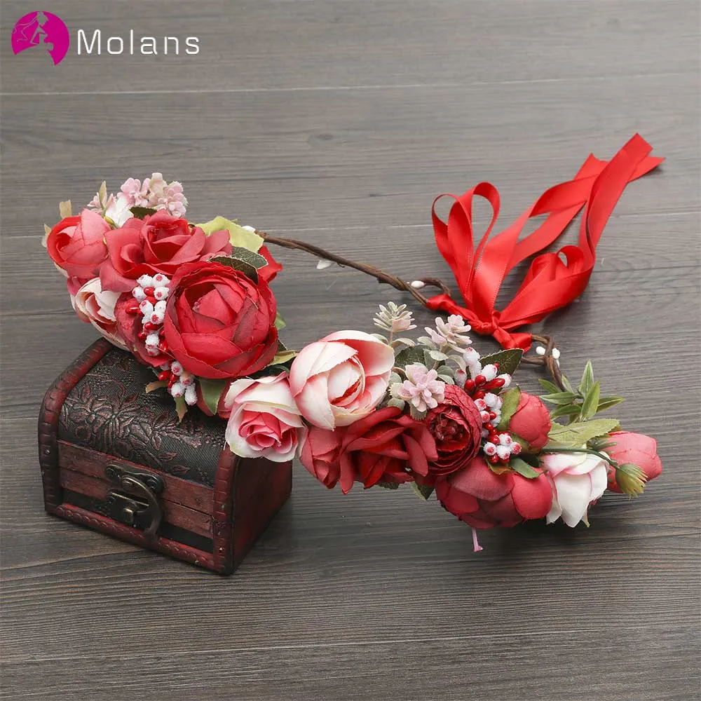 MOLANS New Style Chinese Red Rose Stimulation Bridal Hair Accessories Simple Solid Cloth Flower Leaves with Ribbons for Wedding
MOLANS New Style Chinese Red Rose Stimulation Bridal Hair Accessories Simple Solid Cloth Flower Leaves with Ribbons for Wedding