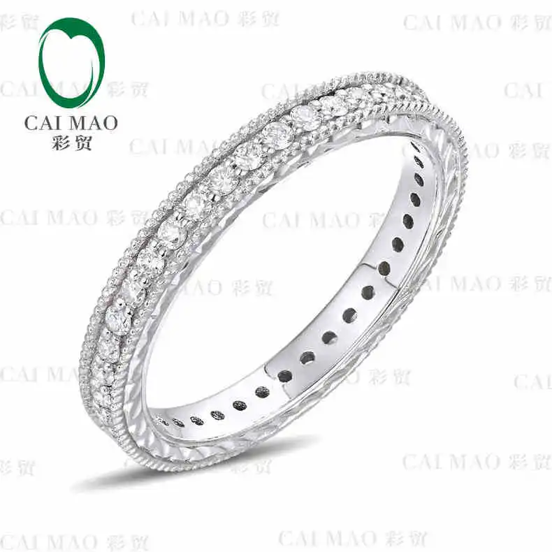 

CaiMao 14KT/585 White Gold 0.39 ct Round Cut Diamond Engagement Gemstone Wedding Band Ring Jewelry