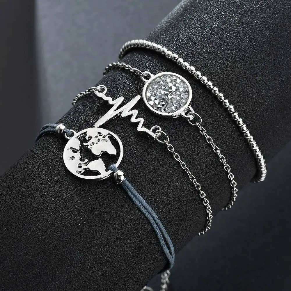 ZHIMO 4pcs/Set Silver Chain Bracelet Set for Women Heartbeat Map Crystal Bangles Bracelet Femme Jewelry Valentine's Day gifts
ZHIMO 4pcs/Set Silver Chain Bracelet Set for Women Heartbeat Map Crystal Bangles Bracelet Femme Jewelry Valentine's Day gifts