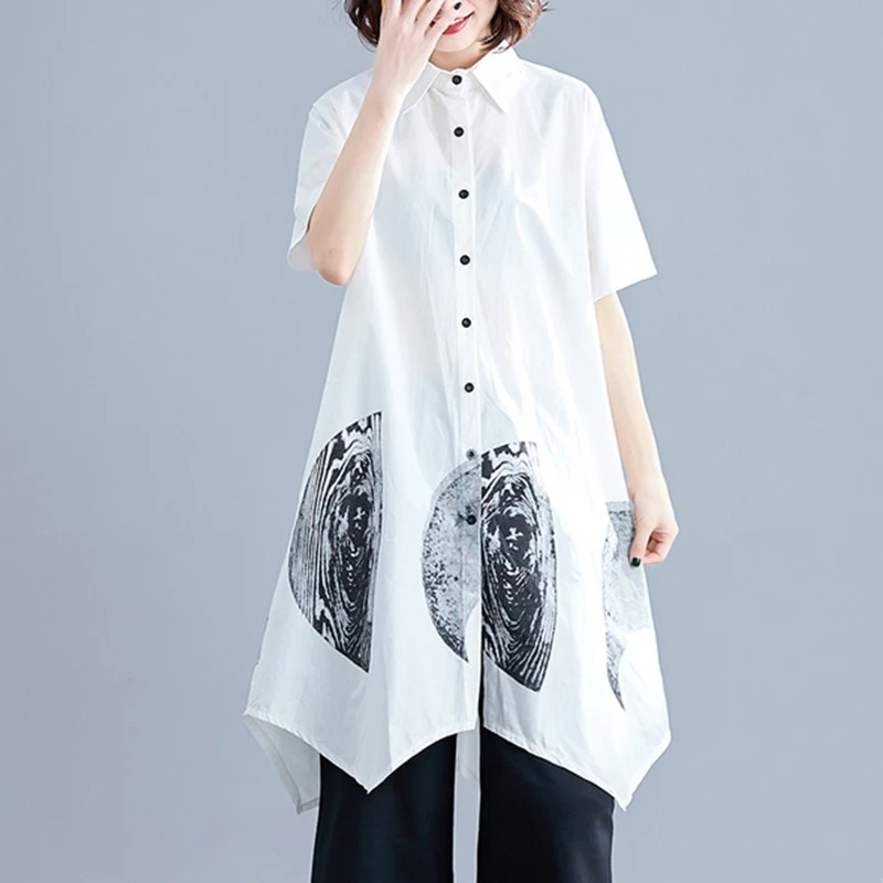 Summer 2019 cotton vintage print plus size short sleeve shirt women clothes midi loose casual tops blusas mujer de moda blouse
Summer 2019 cotton vintage print plus size short sleeve shirt women clothes midi loose casual tops blusas mujer de moda blouse