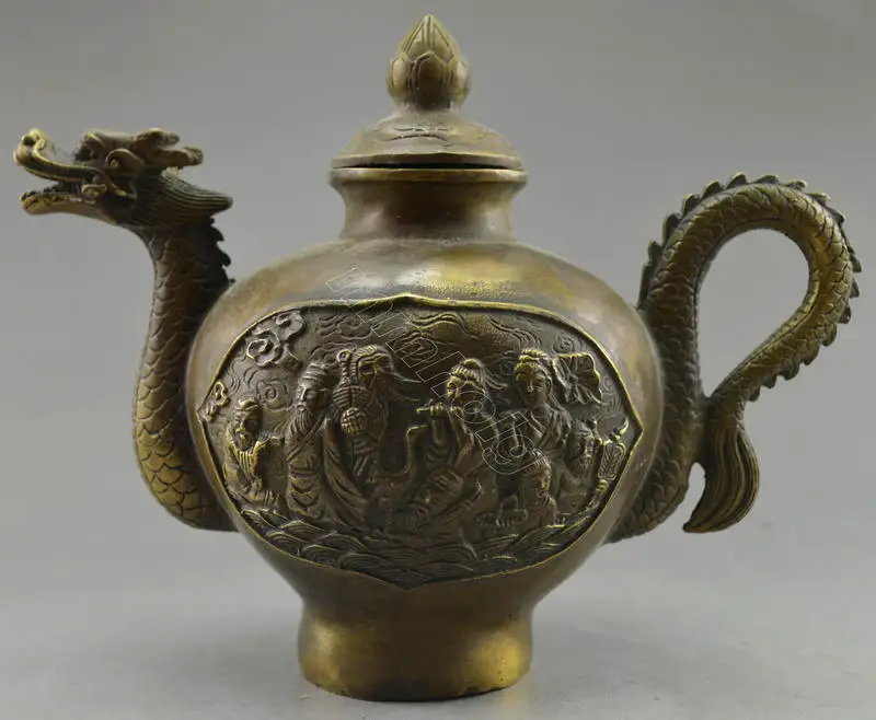 Collectible Decorated Old Handwork Copper Carved 8 Immortal On Dragon Tea Pot Statue fast Shipping
Collectible Decorated Old Handwork Copper Carved 8 Immortal On Dragon Tea Pot Statue fast Shipping