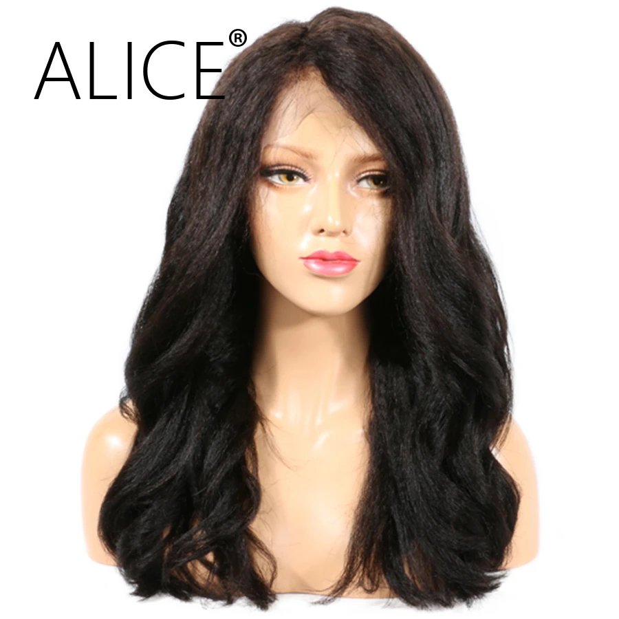  ALICE Kinky Straight Full Lace Human Hair Wigs With Baby Hair  (1)