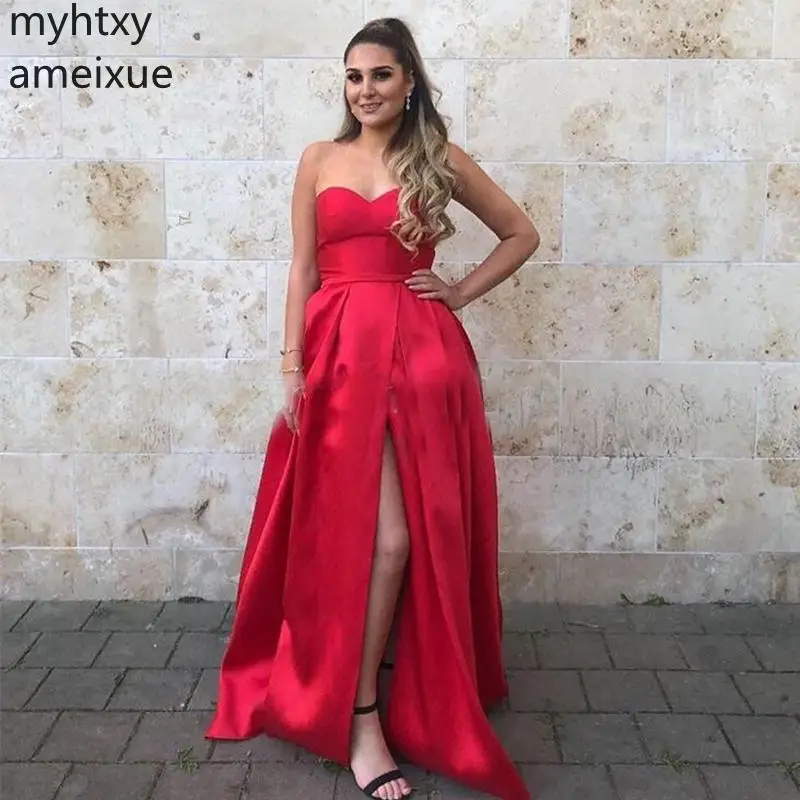 New Simple Red Satin Plus Size Prom Dress A-line Sweetheart Neckline Vestido De Noite 2019 Long Sexy Women Formal Party Dresses
New Simple Red Satin Plus Size Prom Dress A-line Sweetheart Neckline Vestido De Noite 2019 Long Sexy Women Formal Party Dresses