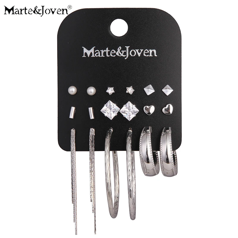 Marte&Joven 9 Pairs/set Mixed Square Crystal Cylinder Loving Heart Star Round Long Tassels Stud Earrings Set for Girl
Marte&Joven 9 Pairs/set Mixed Square Crystal Cylinder Loving Heart Star Round Long Tassels Stud Earrings Set for Girl