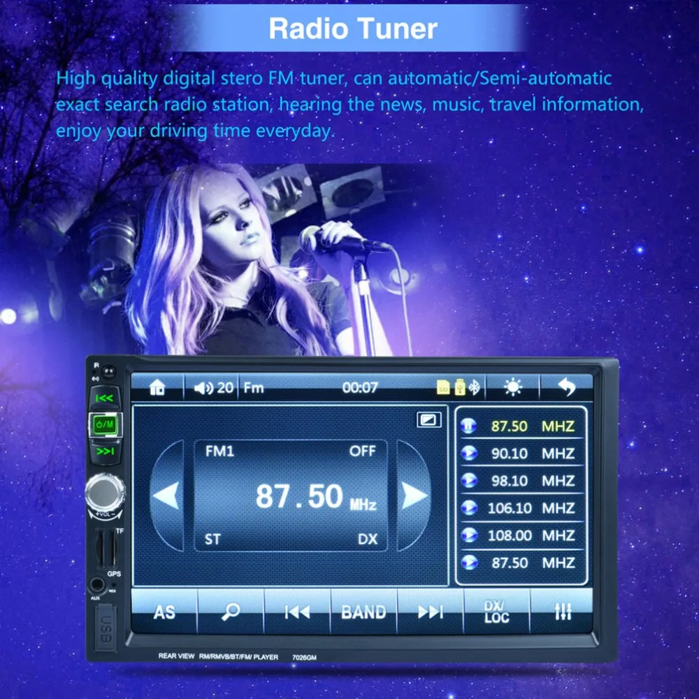 New 7026 HD 1080P Digital 7 Inch Touch Screen Car Multimedia Player for Mobile Phone Interconnection GPS Bluetooth FM Top Sale
New 7026 HD 1080P Digital 7 Inch Touch Screen Car Multimedia Player for Mobile Phone Interconnection GPS Bluetooth FM Top Sale