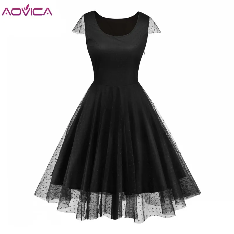 Aovica Women Ladies Mesh Dot Printing Short Sleeve O Neck Party Vintage Lace Dress 2018 Summer Tunic Midi Dress Black
Aovica Women Ladies Mesh Dot Printing Short Sleeve O Neck Party Vintage Lace Dress 2018 Summer Tunic Midi Dress Black
