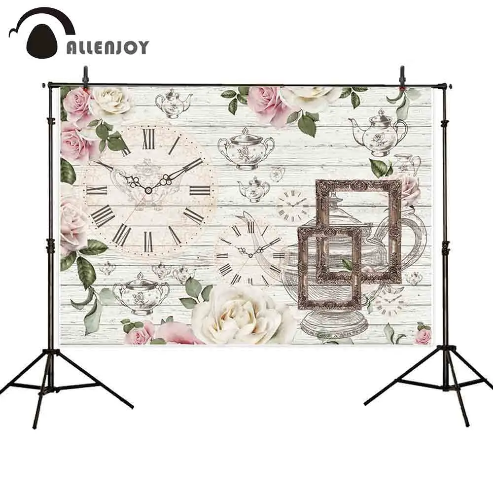 Allenjoy photography backdrop Tea party wooden board flower teapot clock Alice background photo frame photobooth photocall props
Allenjoy photography backdrop Tea party wooden board flower teapot clock Alice background photo frame photobooth photocall props