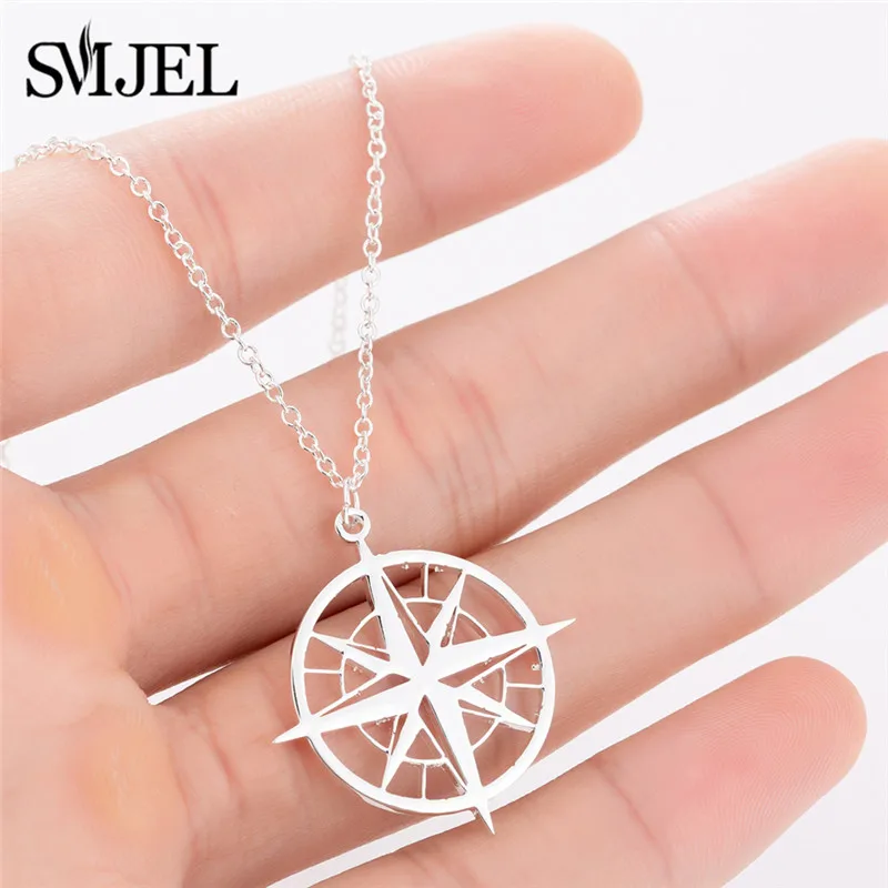 SMJEL Compass Necklace Men Antique Circle Pendants & Necklaces Women Sliver Stainless Steel Compass Jewelry
SMJEL Compass Necklace Men Antique Circle Pendants & Necklaces Women Sliver Stainless Steel Compass Jewelry