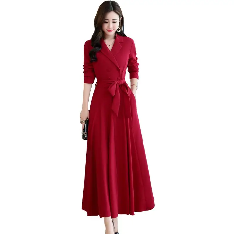 2019 New Spring Autumn Korean Maxi Long Dress Women Long Sleeve Vintage Notched Dress Female Pocket Belt Solid Slim Dresses X99
2019 New Spring Autumn Korean Maxi Long Dress Women Long Sleeve Vintage Notched Dress Female Pocket Belt Solid Slim Dresses X99