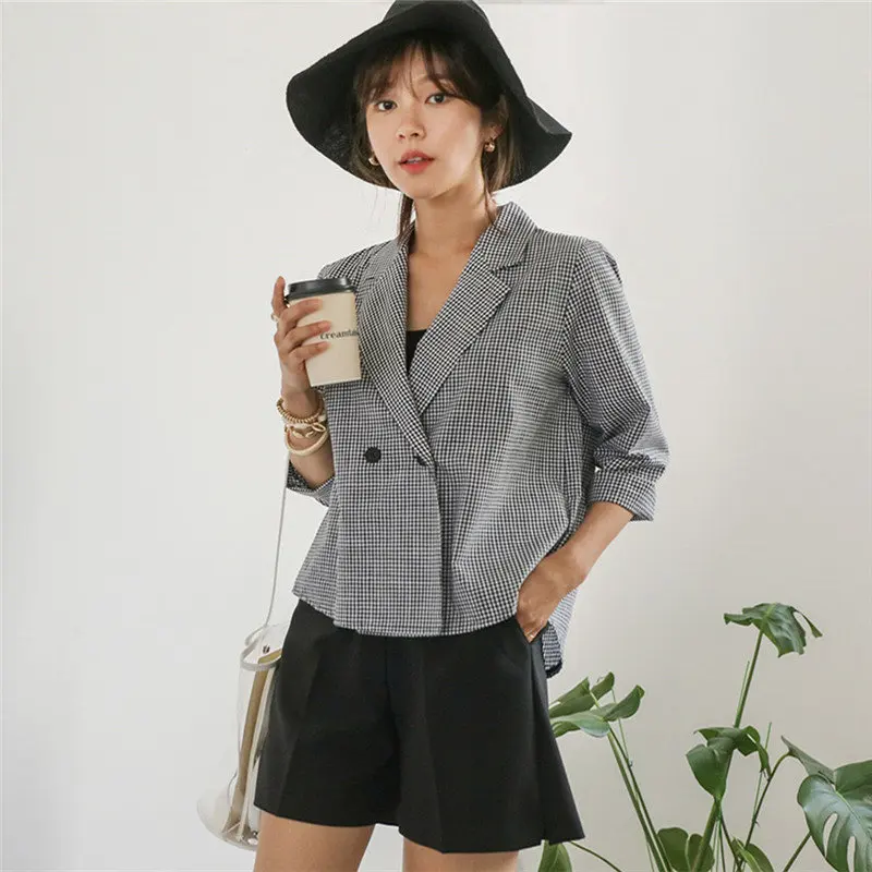 HziriP New Plaid Office Ladies Vintage Loose 2019 Summer All Match Double Breasted Fashion OL Women Cotton Linen Black Blazers
HziriP New Plaid Office Ladies Vintage Loose 2019 Summer All Match Double Breasted Fashion OL Women Cotton Linen Black Blazers