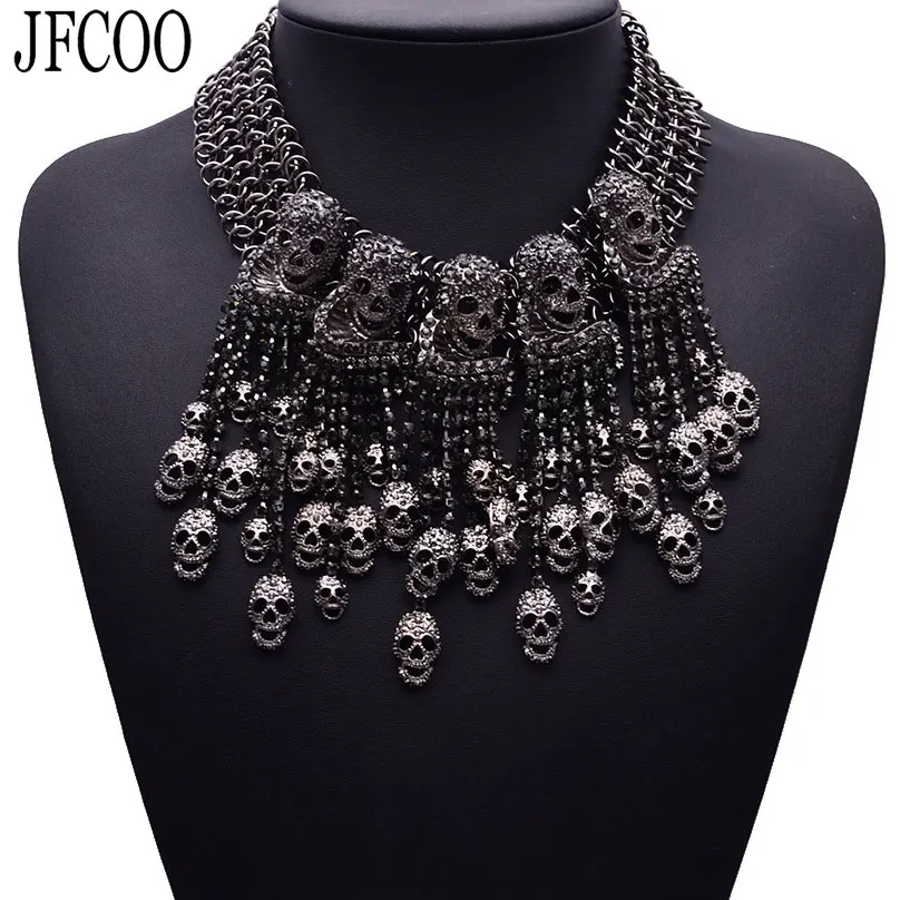Exaggerated Punk Style Multilayer Metal Plating Skull Short Clavicle Necklace Multiple Ghost Head long Tassel Chain Dropshipping
Exaggerated Punk Style Multilayer Metal Plating Skull Short Clavicle Necklace Multiple Ghost Head long Tassel Chain Dropshipping