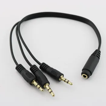 

1x Gold Plated 3.5mm TRS Stereo Female 3 Pole Jack to 3x 1/8" 3 Pole Male Plug Audio Headphone Adapter Splitter Cable 30cm/1ft