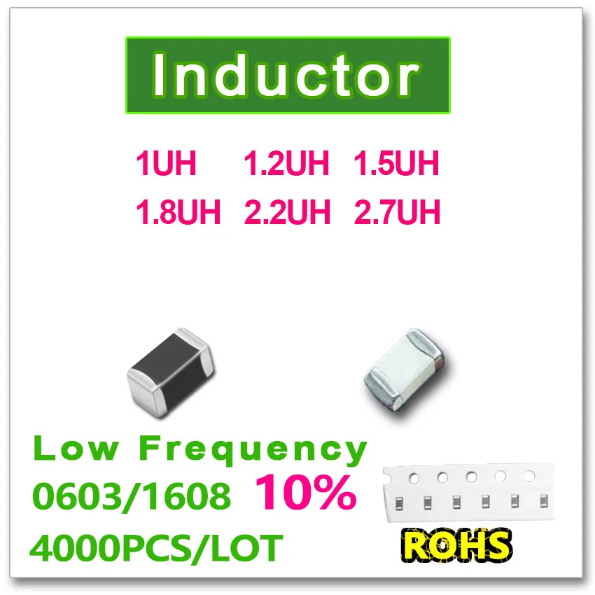 JASNPROSMA 0603 1608 4000PCS SMD Multilayer Low Frequency Inductor 10% 1UH 1.2UH 1.5UH 1.8UH 2.2UH 2.7UH New high quality
JASNPROSMA 0603 1608 4000PCS SMD Multilayer Low Frequency Inductor 10% 1UH 1.2UH 1.5UH 1.8UH 2.2UH 2.7UH New high quality