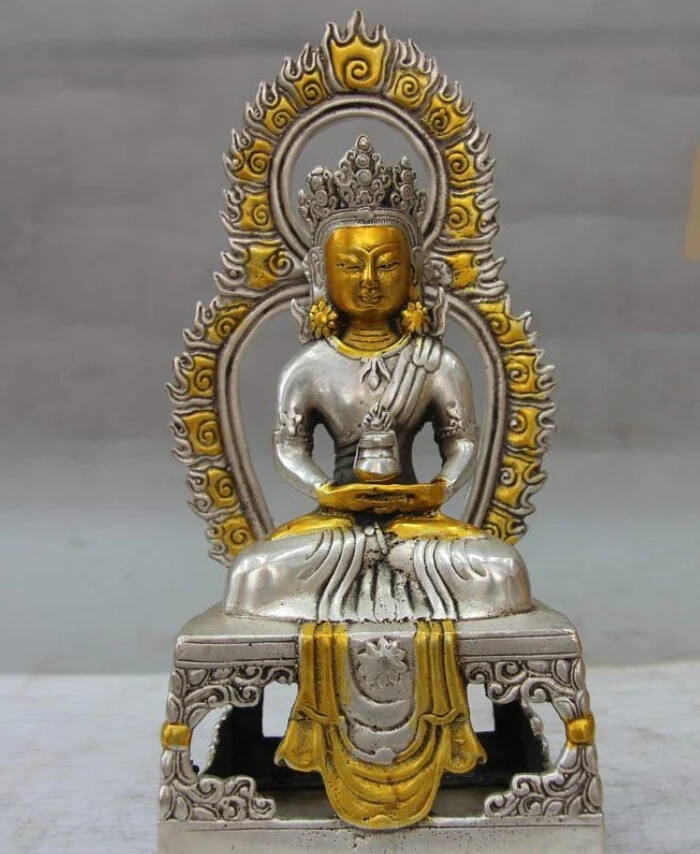 150624 S2054 Tibet White Copper Silver Buddhism Bodhisattva Statue Amitayus Longevity Buddha
150624 S2054 Tibet White Copper Silver Buddhism Bodhisattva Statue Amitayus Longevity Buddha
