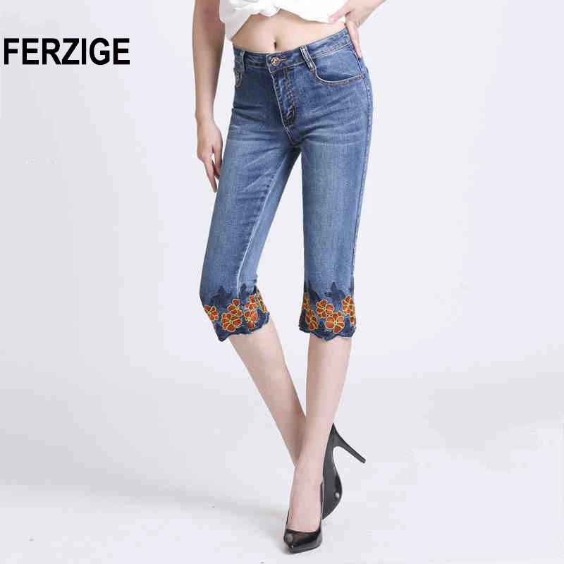 FERZIGE women jeans shorts calf-length pants Elastic thin summer flower embroidery light blue push up skinny slim fit denm jeans
FERZIGE women jeans shorts calf-length pants Elastic thin summer flower embroidery light blue push up skinny slim fit denm jeans