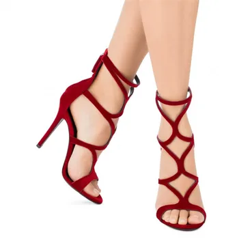 New Ladies Red Cut-out Gladiator Sandals Suede Leather Design Stilettos High Heels Dress Shoes Women Zipper Sandalias Mujer 2018
New Ladies Red Cut-out Gladiator Sandals Suede Leather Design Stilettos High Heels Dress Shoes Women Zipper Sandalias Mujer 2018
