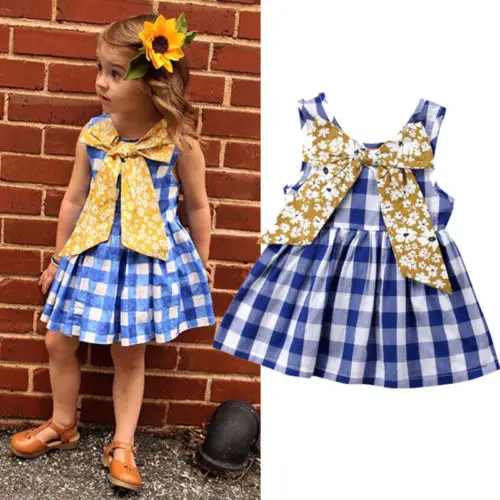 Plaid Toddler Kids Baby Girl Party Floral Bow Dress Sleeve Casual Clothes Sundress 2018 Summer New 1-5T
Plaid Toddler Kids Baby Girl Party Floral Bow Dress Sleeve Casual Clothes Sundress 2018 Summer New 1-5T