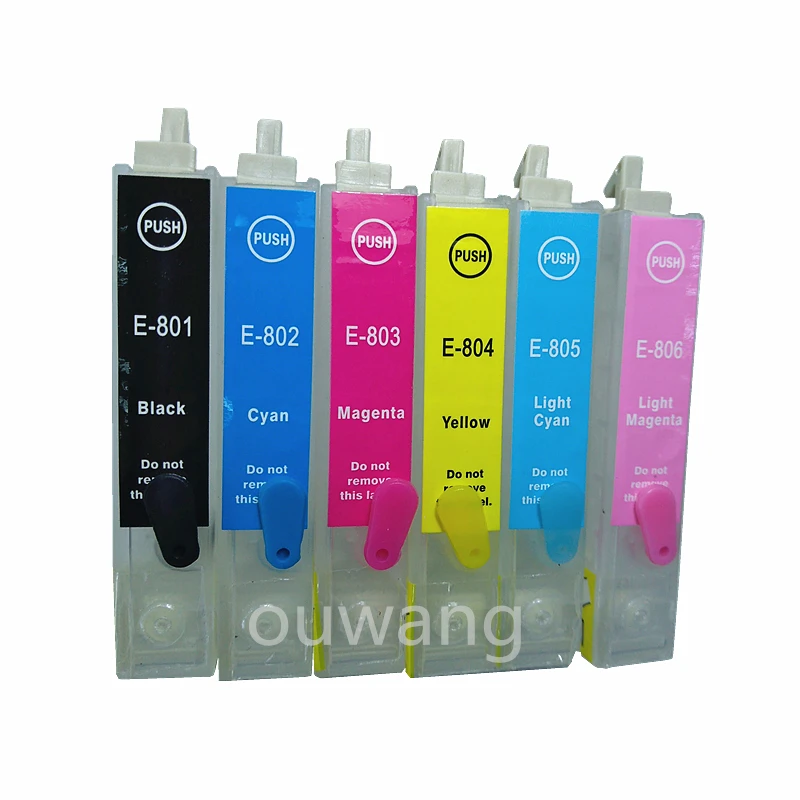 1sets/lot 6 T0801 -T0806 refillable ink cartridge for epson PX700W PX710W PX800FW PX810FW PX650 PX50 auto reset chip
1sets/lot 6 T0801 -T0806 refillable ink cartridge for epson PX700W PX710W PX800FW PX810FW PX650 PX50 auto reset chip