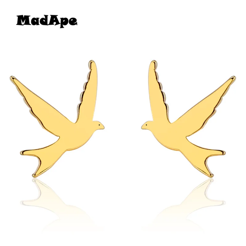 MadApe 2019 Fashion Stainless Steel Bird Earrings Gold-color Small Stud Earrings For Women Black Color Earrings Ear aretes
MadApe 2019 Fashion Stainless Steel Bird Earrings Gold-color Small Stud Earrings For Women Black Color Earrings Ear aretes