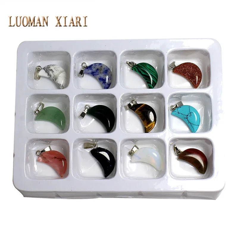 Wholesale Multi-style 12 PCS Boxed Moon Shape Natural Stone Charms Pendant Fit DIY Necklaces For Jewelry Making 13*20 mm Random
Wholesale Multi-style 12 PCS Boxed Moon Shape Natural Stone Charms Pendant Fit DIY Necklaces For Jewelry Making 13*20 mm Random