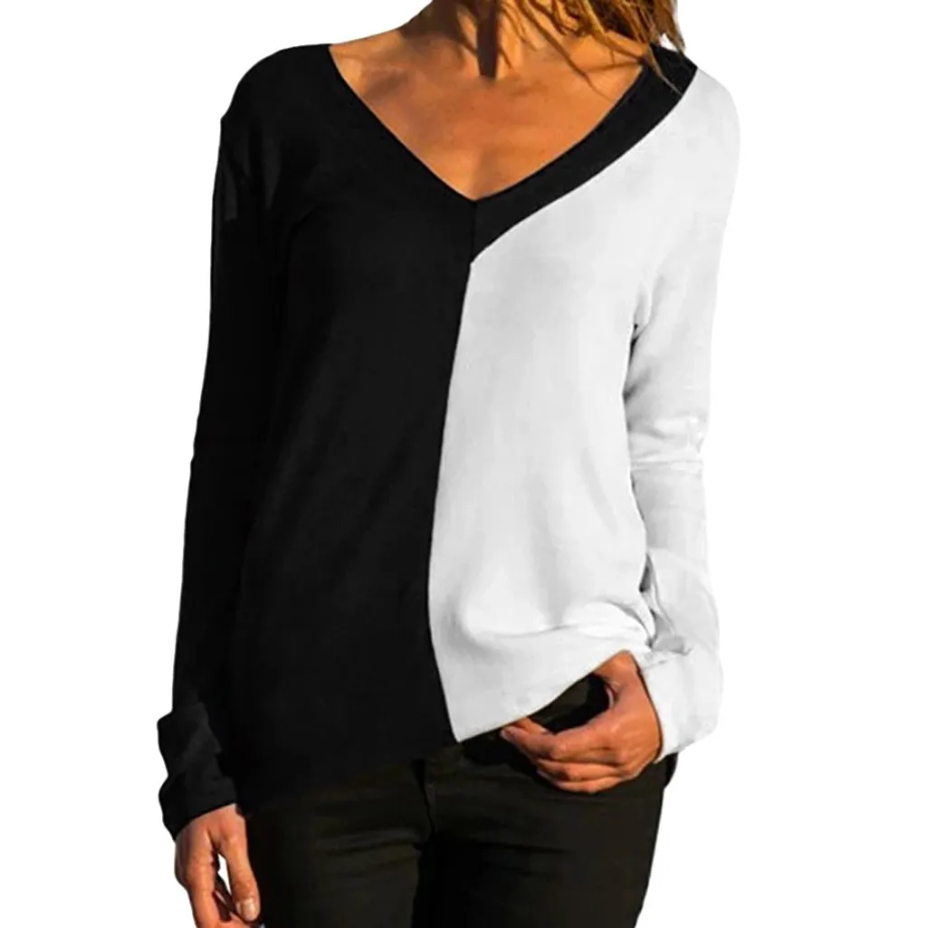 Plus Size Fashion Patchwork Sexy V-Neck Blouse Casual Ladies Loose Tee Tops Female Women's Long Sleeve Shirt Blusas Pullover
Plus Size Fashion Patchwork Sexy V-Neck Blouse Casual Ladies Loose Tee Tops Female Women's Long Sleeve Shirt Blusas Pullover