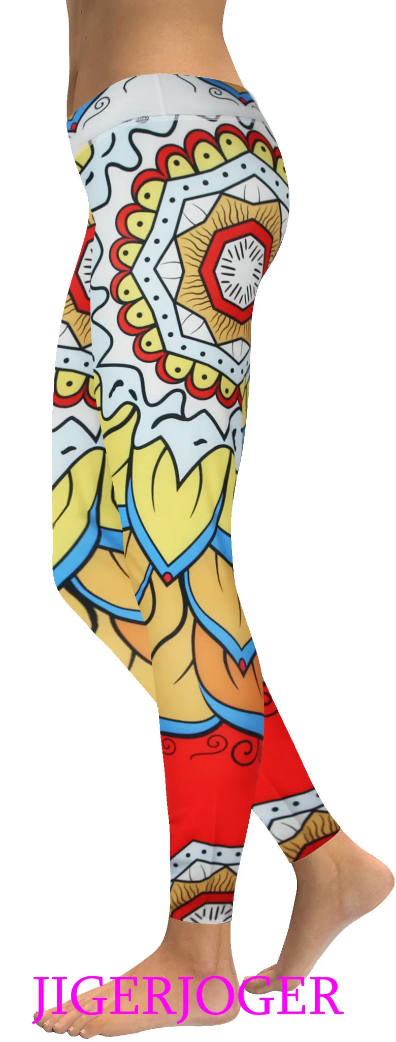 High waist yellow lotus flower legging (4)